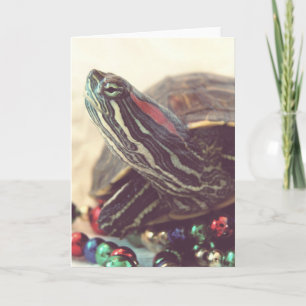 Vintage kerstschildpad feestdagen kaart