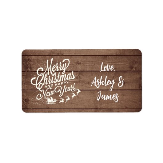 Vintage kerstscript Barn Wood Cadeaulabel Etiket (Voorkant)