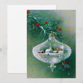 Vintage-kerstsierwinterscène Feestdagenkaart (Voorkant / Achterkant)