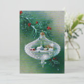 Vintage-kerstsierwinterscène Feestdagenkaart (Staand voorkant)