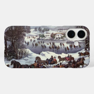 Vintage Kerstsleden, Central Park in de Winter iPhone 16 Hoesje