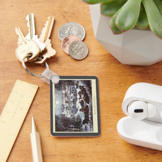 Vintage Kerstsleden, Central Park in de Winter Sleutelhanger (Bureau)