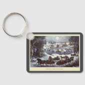 Vintage Kerstsleden, Central Park in de Winter Sleutelhanger (Achterkant)