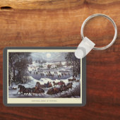 Vintage Kerstsleden, Central Park in de Winter Sleutelhanger (Voorkant)