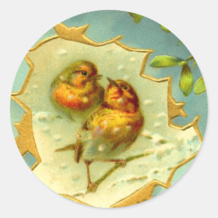 Vintage kerstsneeuw vogels stickers
