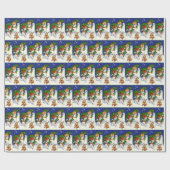 Vintage-kerstsneeuwfeest Cadeaupapier (Vlak)