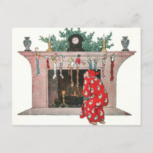 Vintage-kerstsokken en cadeaukaartjes voor feestda feestdagenkaart