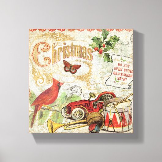 Vintage kerstspeelgoed canvas afdruk (Voorkant)