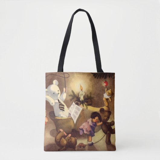 Vintage kerstspeelgoed, danspoppen, Teddy Bears Draagtas (Voorkant)