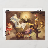Vintage kerstspeelgoed, danspoppen, Teddy Bears Feestdagenkaart (Voorkant / Achterkant)