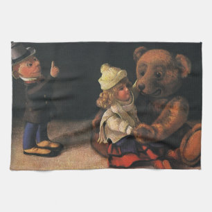 Vintage-kerstspeelgoed, Doll en Teddy Bear Theedoek