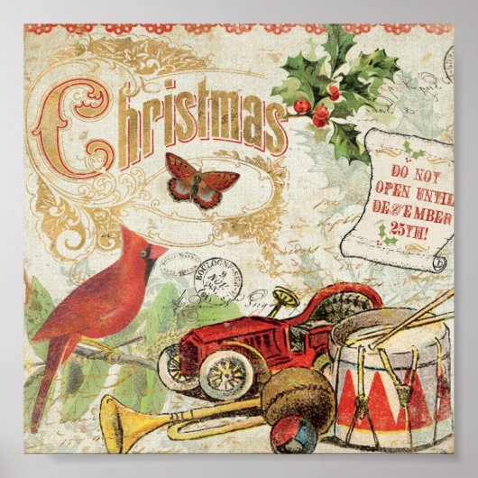 Vintage kerstspeelgoed poster (Voorkant)