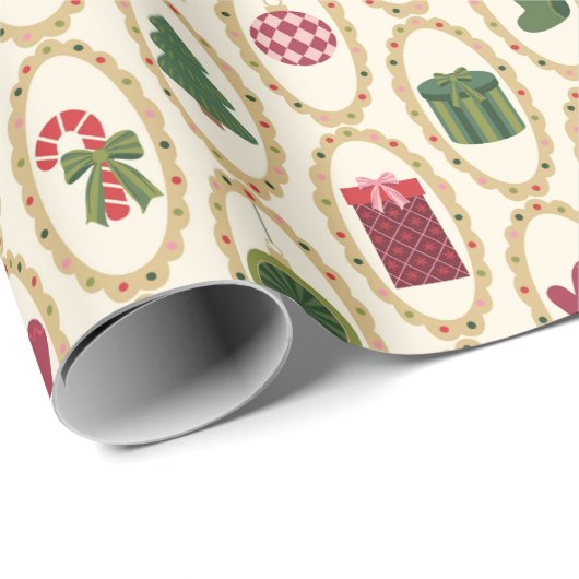 Vintage kerstspots cadeaupapier (Rol Hoek)