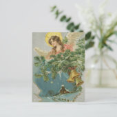 Vintage kerststad Angel Feestdagenkaart (Staand voorkant)