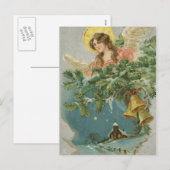 Vintage kerststad Angel Feestdagenkaart (Voorkant / Achterkant)