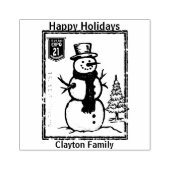 Vintage kerststempel Snowman. bewerkbaar Rubberstempel (Afrduk)