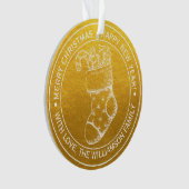 Vintage kerststookfeestdag wint goud ornament (voorkant)