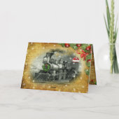 Vintage kerststoomtrein Kaart feestdag (Achterkant)