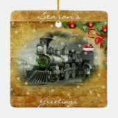 Vintage-kerststoomtrein Keramisch Ornament (Achterkant)