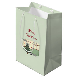 Vintage kersttas met cadeau medium cadeauzakje