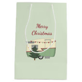 Vintage kersttas met cadeau medium cadeauzakje (Achterkant)