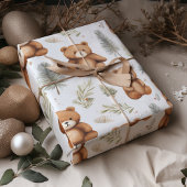 Vintage-kerstteddy Bear Cadeaupapier