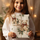 Vintage-kerstteddy Bear Cadeaupapier