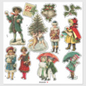 Vintage kersttekens sticker (Vel)