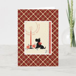 Vintage kerstterrier Dog Feestdagen Kaart