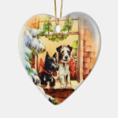 Vintage kerstterrier Dog Keramisch Ornament (Links)