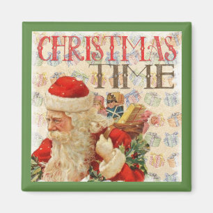 Vintage kersttijd kerstkerstman magneet