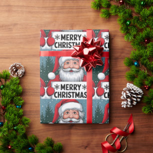 Vintage kersttijger met kerstboom cadeaupapier