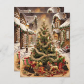 Vintage Kersttraditie Feestdagenkaart (Voorkant / Achterkant)