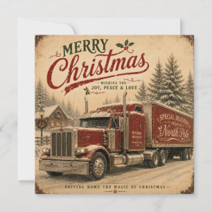 vintage kersttruck plat kaart