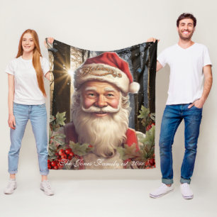 Vintage kerstvakantie Kerstman bos Fleece Deken