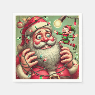 Vintage Kerstvakantie Santa Cookie Servet
