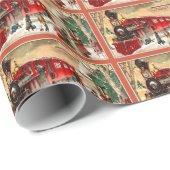 Vintage kerstvakantietrein cadeaupapier (Rol Hoek)