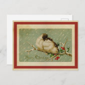 Vintage kerstvedervogels briefkaart (Voorkant / Achterkant)