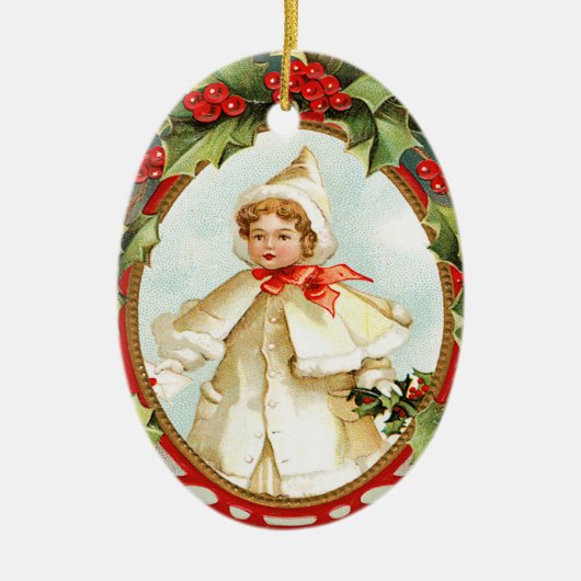 Vintage kerstversiering keramisch ornament (Voorkant)