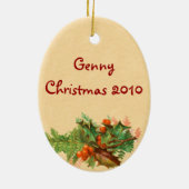 Vintage kerstversiering keramisch ornament (Achterkant)