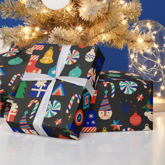 Vintage kerstversiering, Ornamenten collage Cadeaupapier (Feestdagen)