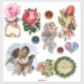 Vintage-kerstversieringen, Angels, Rozen, Flowers Sticker (Vel)