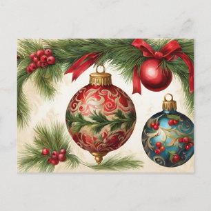 Vintage-kerstversieringen Feestdagenkaart