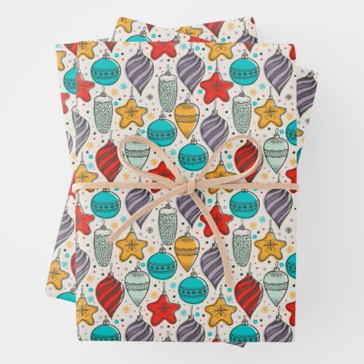 Vintage-kerstversieringen Inpakpapier Vel (In situ)