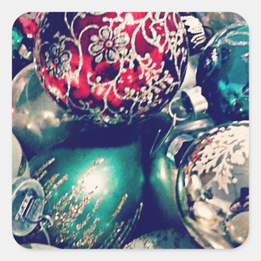 Vintage-kerstversieringen Vierkante Sticker (Voorkant)