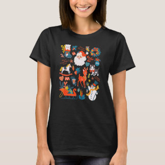 Vintage-kerstvibes Santa Snowman Xmas Cute Cute Ca T-shirt