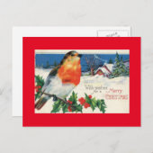 Vintage kerstvogel feestdagenkaart (Voorkant / Achterkant)
