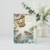 Vintage kerstvogels feestdagenkaart (Staand voorkant)