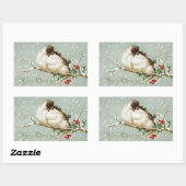 Vintage kerstvogels rechthoekige sticker (Vel)