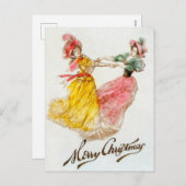 Vintage kerstvrouwen dansen (1900) feestdagenkaart (Voorkant / Achterkant)